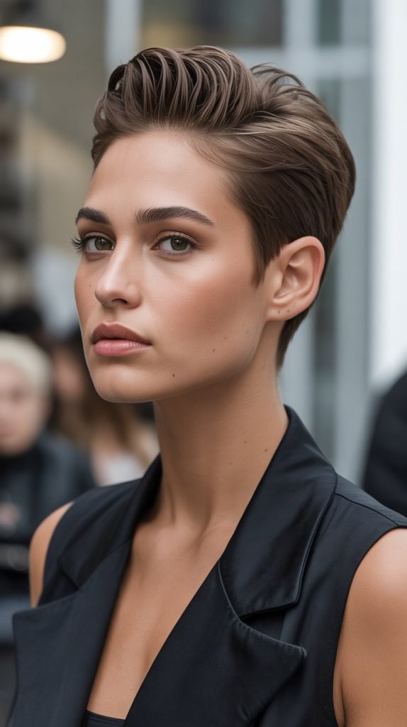 4. Slicked Back Pixie with Volume on Top