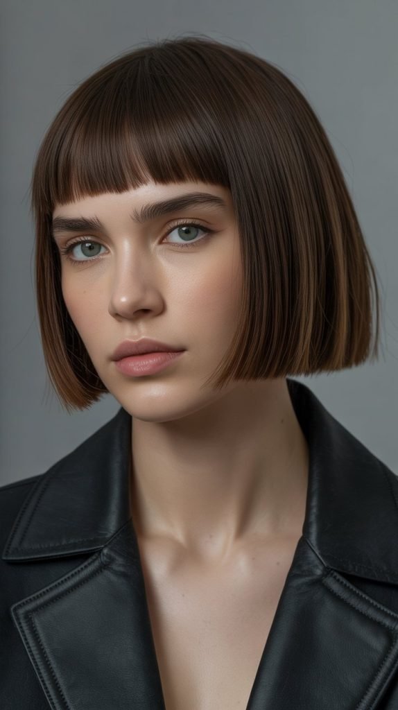 19. Straight Bob with Blunt Bangs