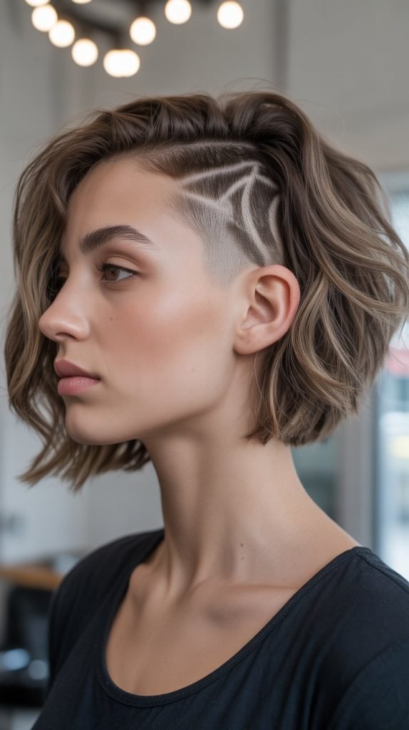 37. Textured Bob with Undercut Design