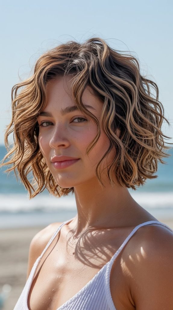 24. Textured Wavy Bob with Sea Salt Spray