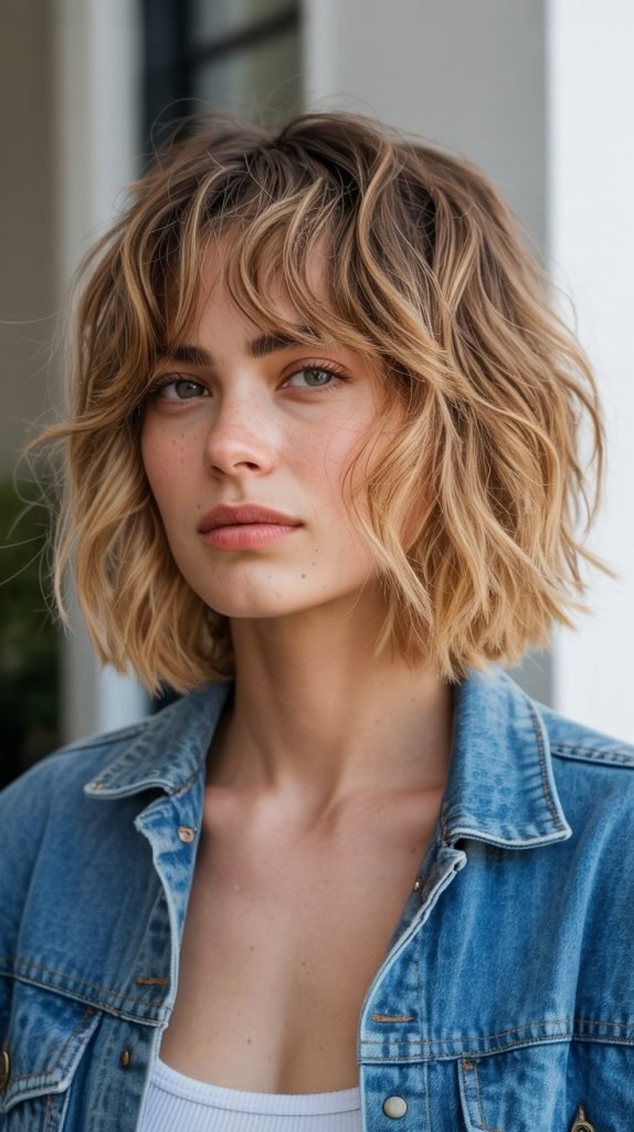 18. Tousled French Bob with Messy Bangs