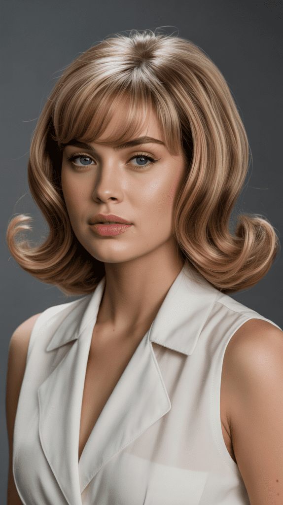  Vintage-Inspired Long Bob with Retro Curtain Bangs