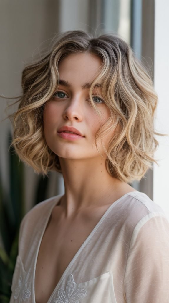 21. Wavy Bob with Wispy Ends