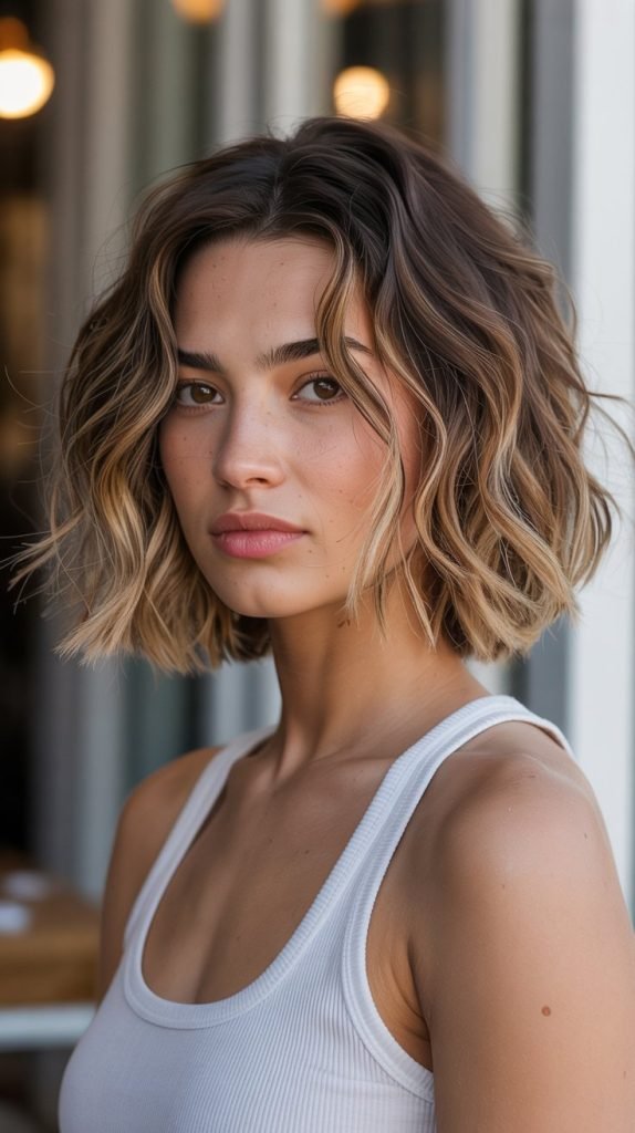 12. Wavy Bob with Subtle Ombre
