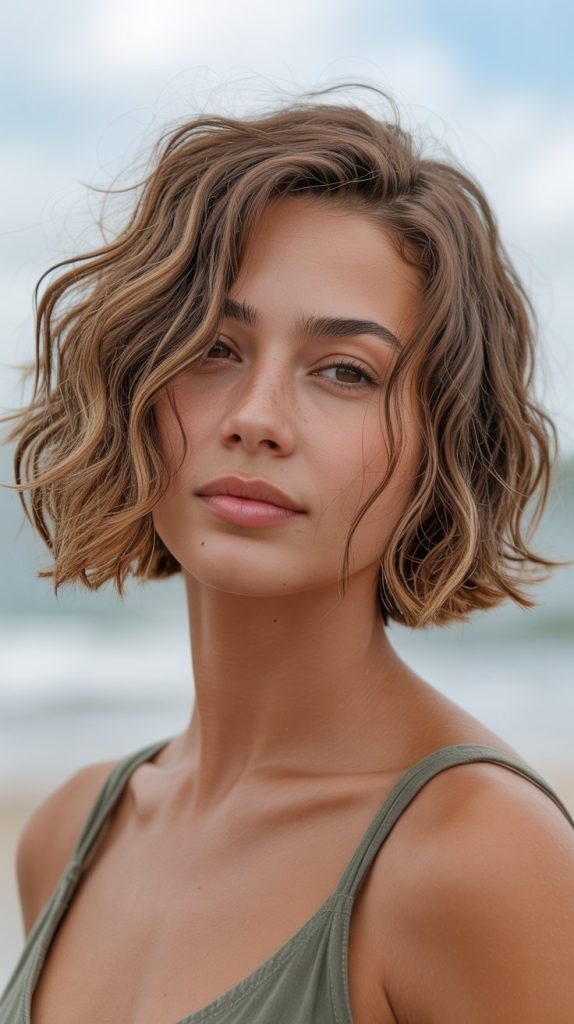 7. Wavy Choppy Bob for Fine Hair