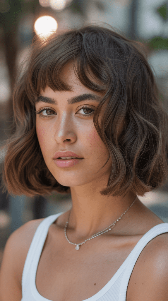Wavy Long Bob with Baby Bangs