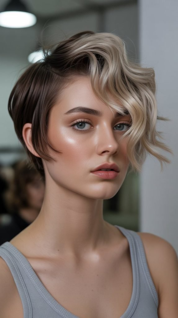 Wavy Pixie with Color Blocking