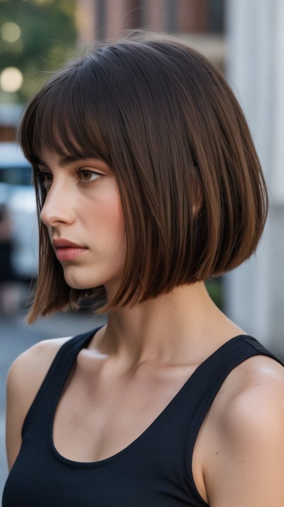 19. A-Line Long Bob with Graduated Bangs