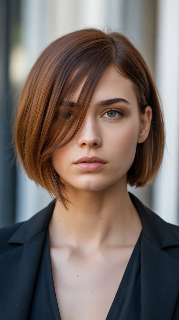 4. Asymmetrical Long Bob with Side-Swept Bangs