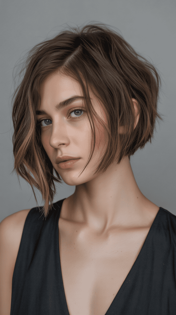  Asymmetrical Choppy Bob with Angular Cut