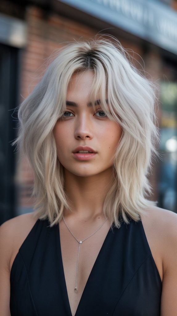 Asymmetrical Long Bob with Curtain Bangs