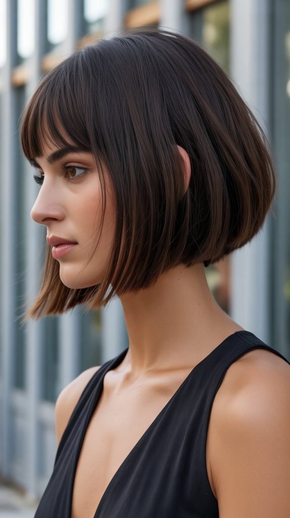  Long Inverted Bob with Curtain Bangs