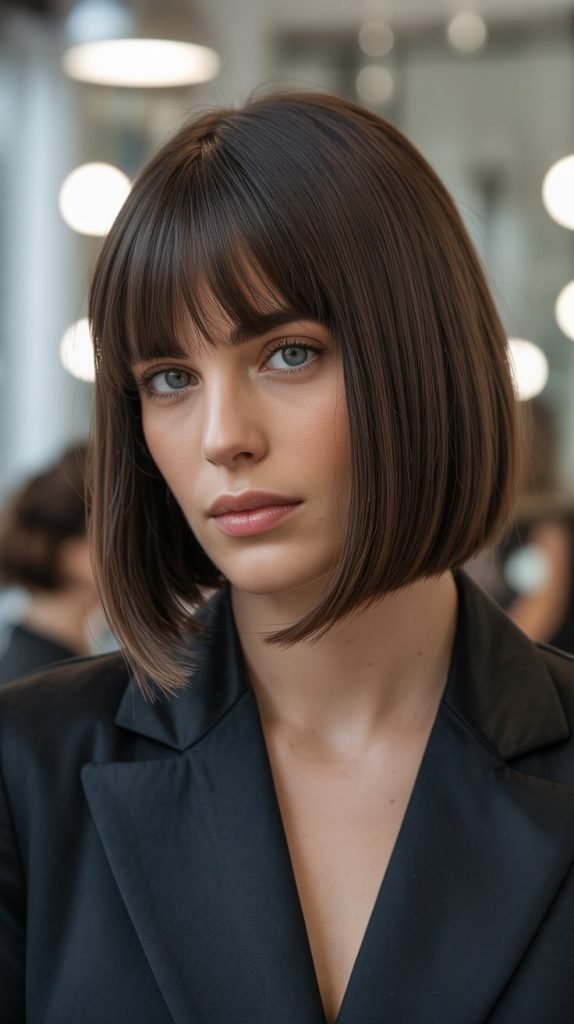 10. Sleek Long Bob with Curtain Bangs