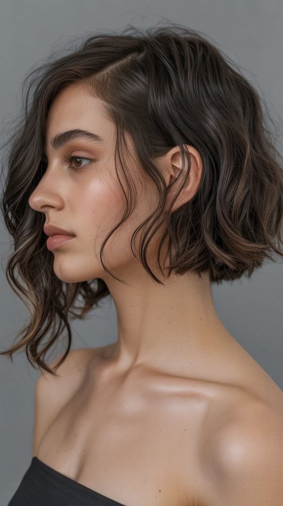 Textured Lob with Piecey Curtain Bangs