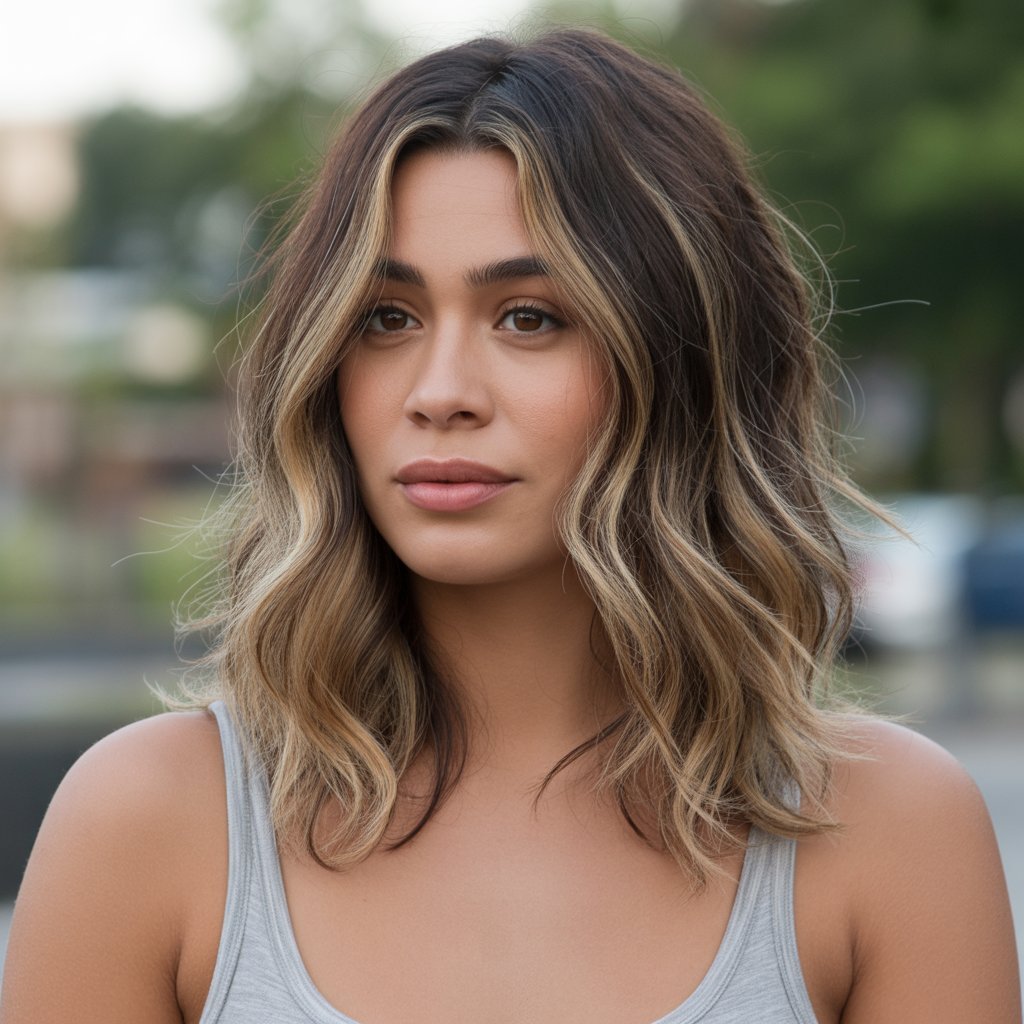 12. Bronde Balayage with Dark Roots