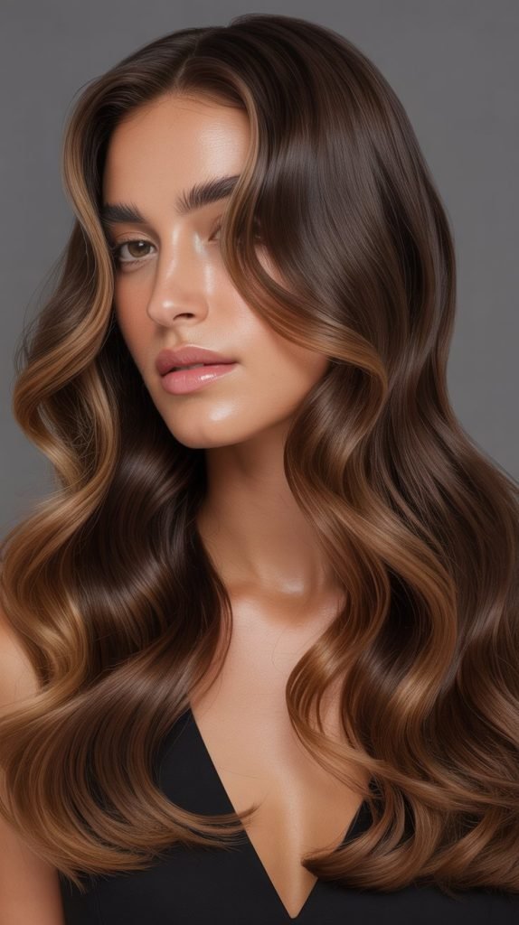Caramel Highlights with Glossy Finish