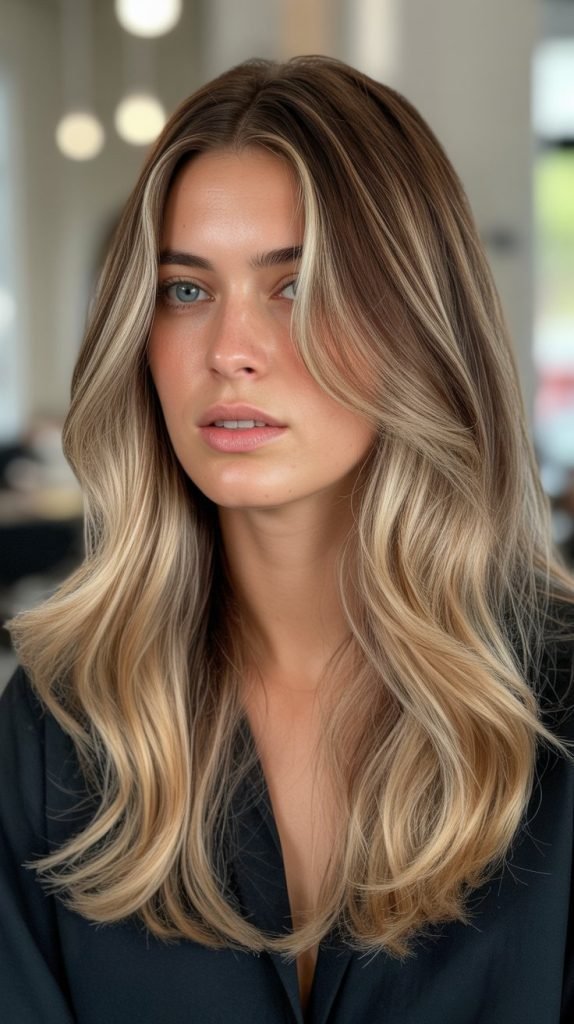 23. Sunkissed Highlights with Natural Root Shadow