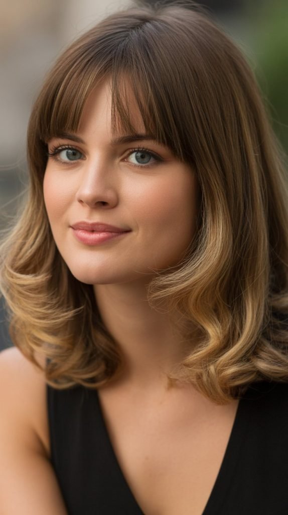  Blonde Highlights with Arched Bangs