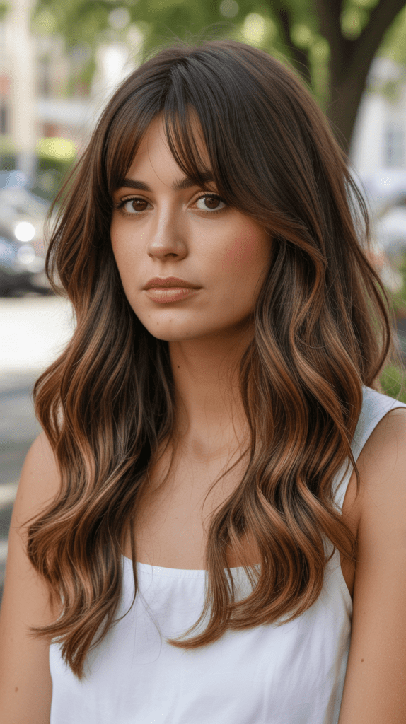 Caramel Ribbon Highlights with Wispy Bangs