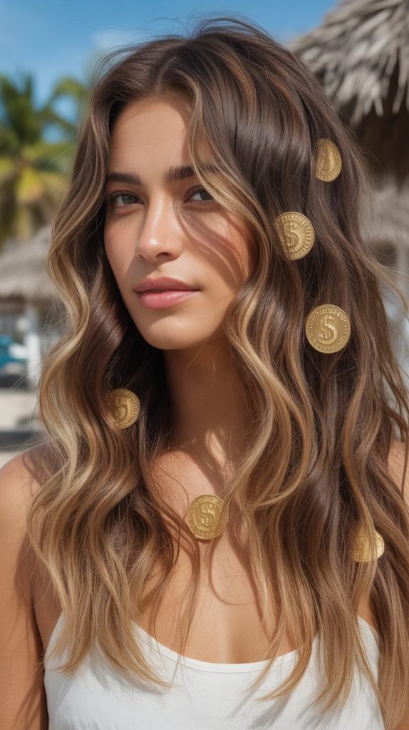 Golden Money Piece with Sun-Kissed Highlights