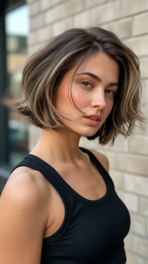 Choppy Bob with Volume at Crown