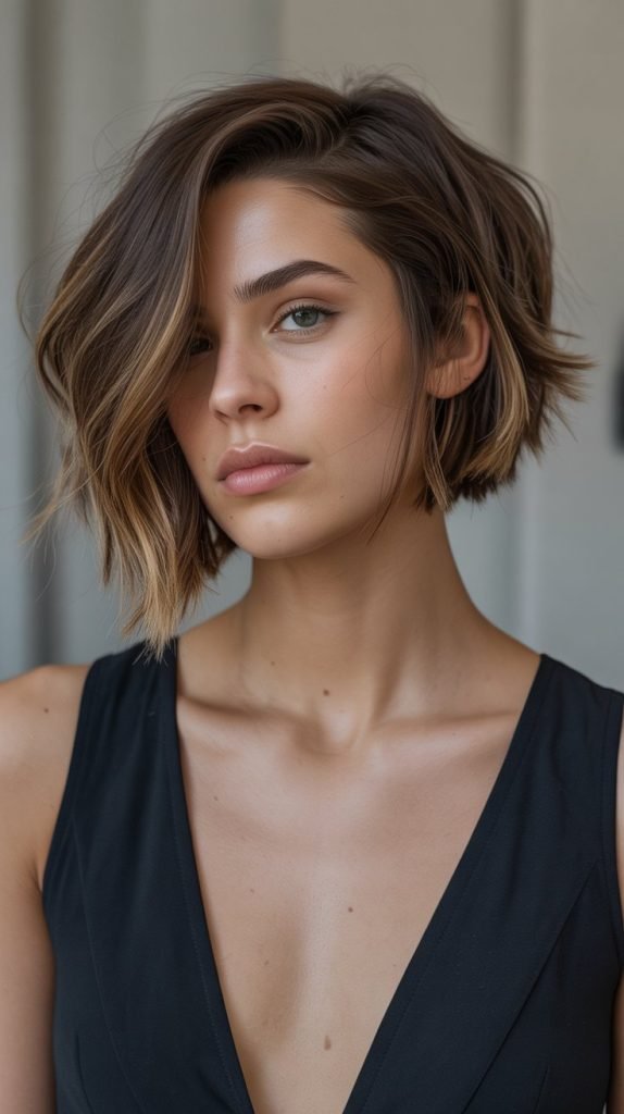 Choppy Bob with Deep Side Part