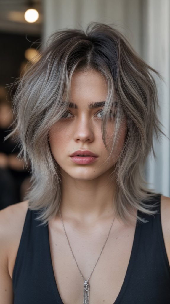 9. Choppy Long Bob with Razored Ends