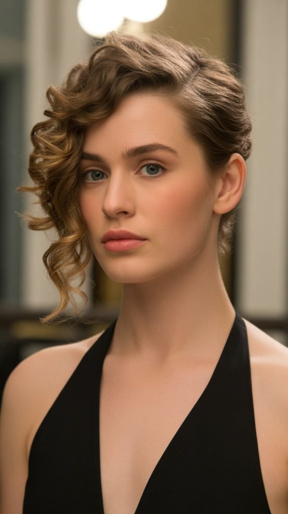 34. Curly Updo with Side Part