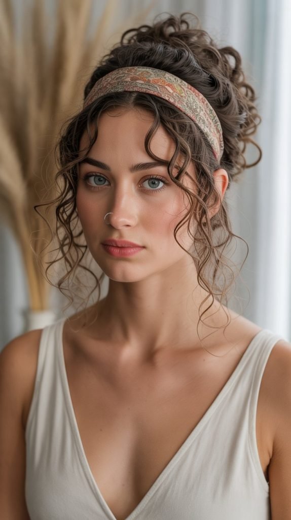 31. Curly Updo with Headband