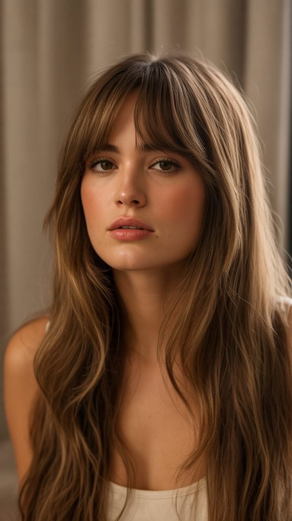 17. Long Hair with Curtain Fringe