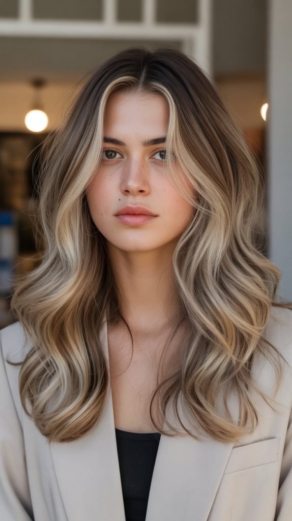 Champagne Rose Blonde with Mauve Lowlights