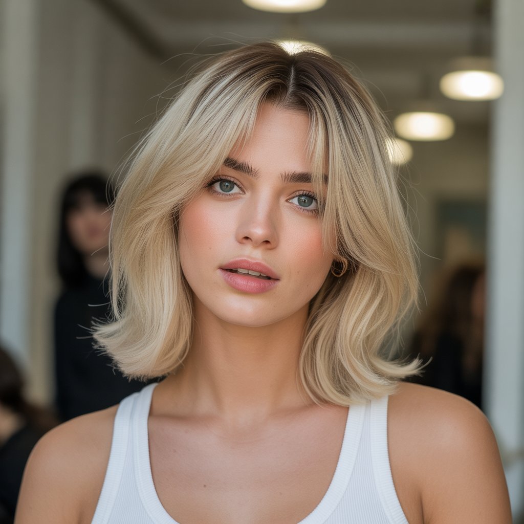 14. Long Bob with Curtain Bangs for Fine Hair