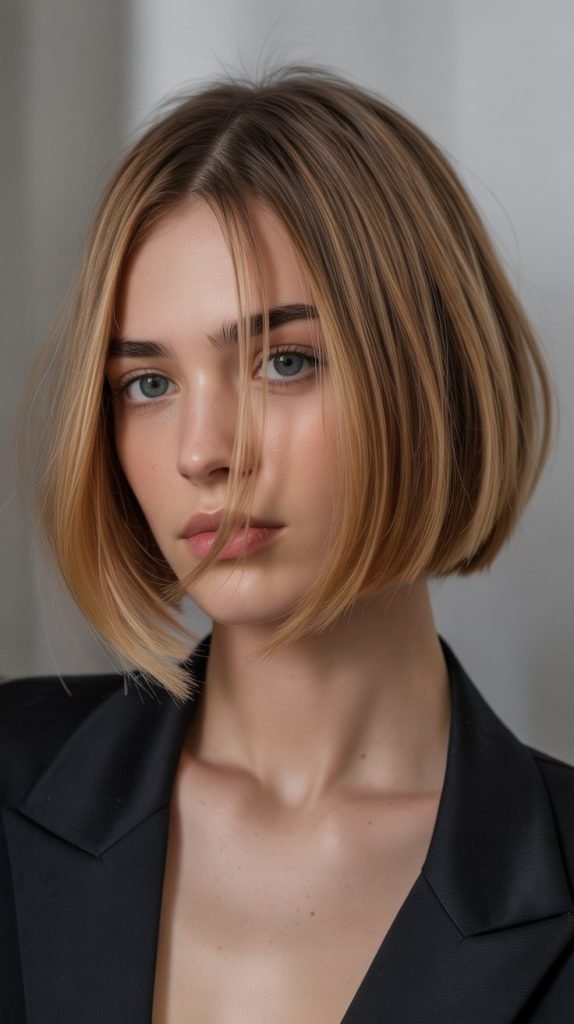  Inverted Long Bob with Curtain Bangs