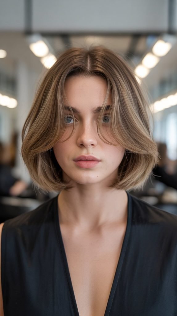 1. Classic Soft Long Bob with Wispy Curtain Bangs