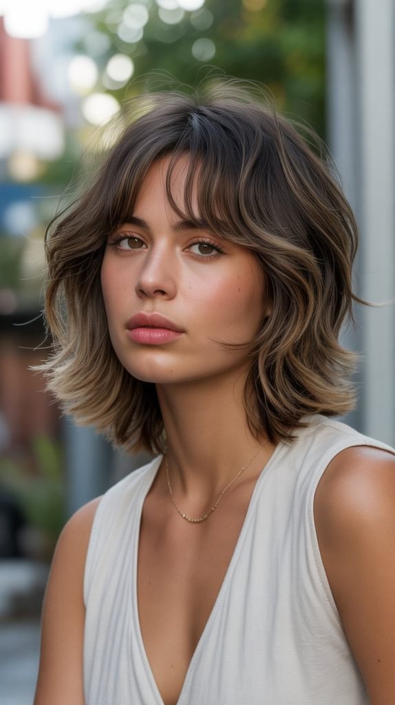 . Shaggy Long Bob with Curtain Bangs