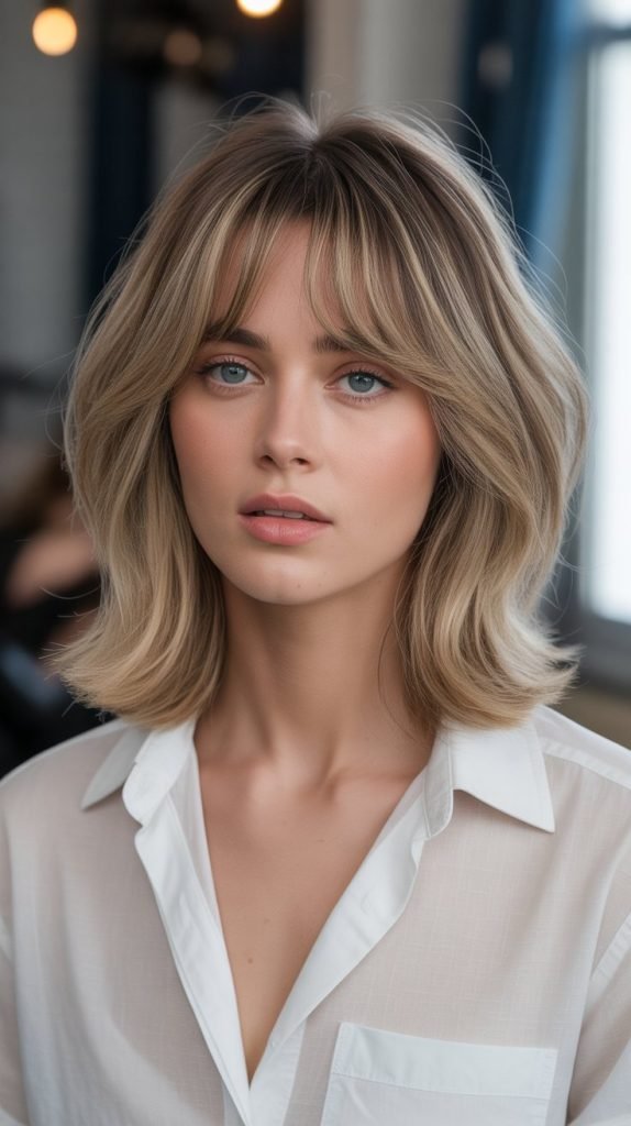 18. Long Bob with Curtain Bangs for Fine Hair