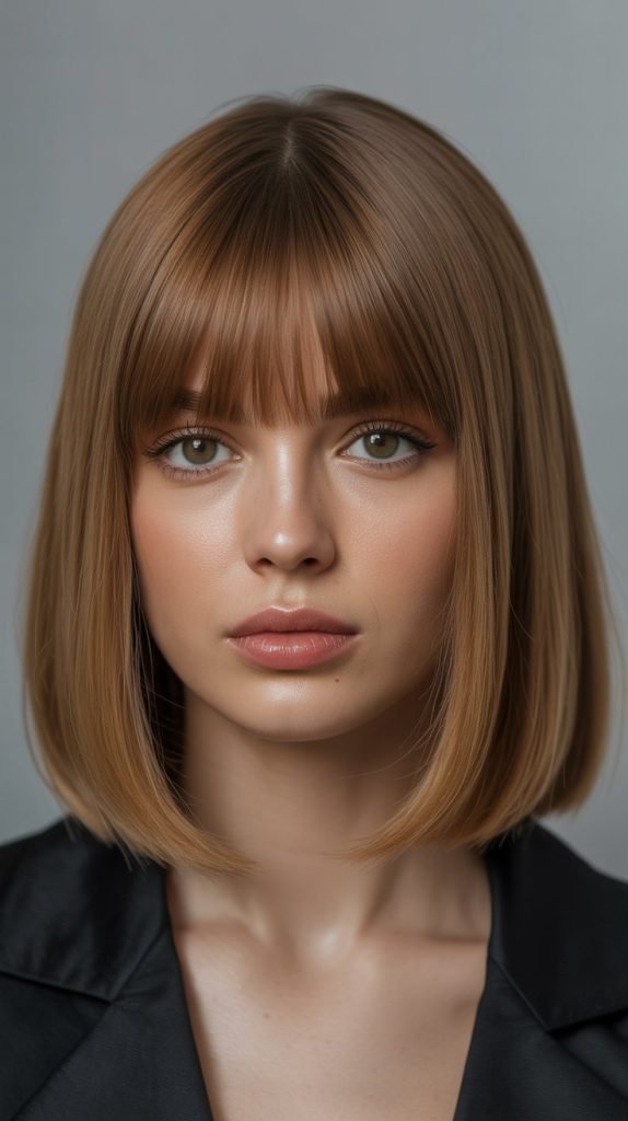  Sleek Long Bob with Middle Part Curtain Bangs