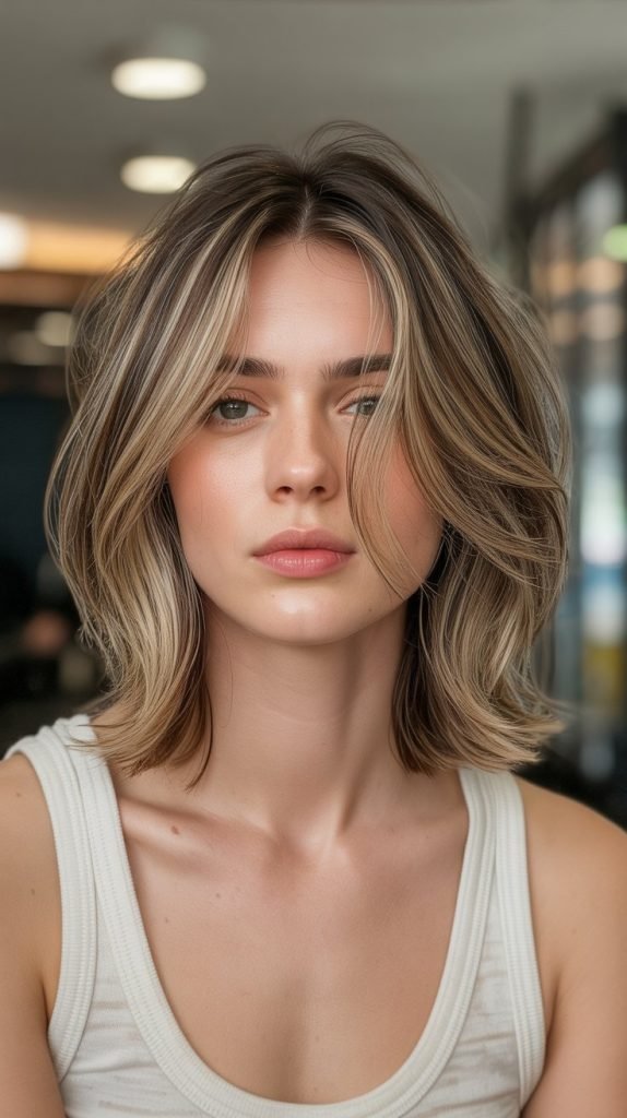 2. Textured Layered Long Bob