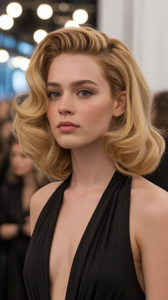 17. Soft-Layered Long Bob with Arched Bangs