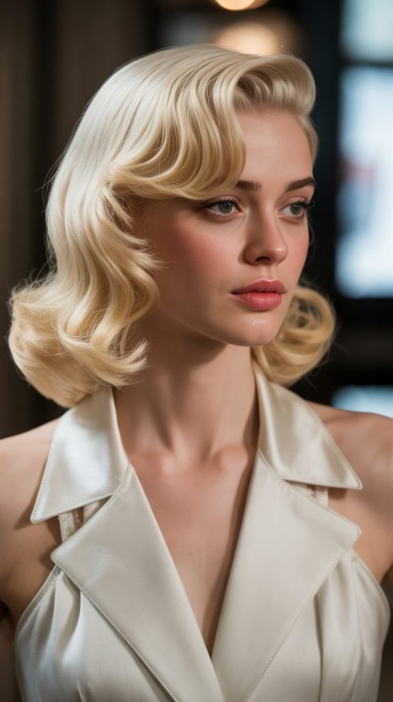 Inverted Bob with Side Part and Swept Curtain Bangs