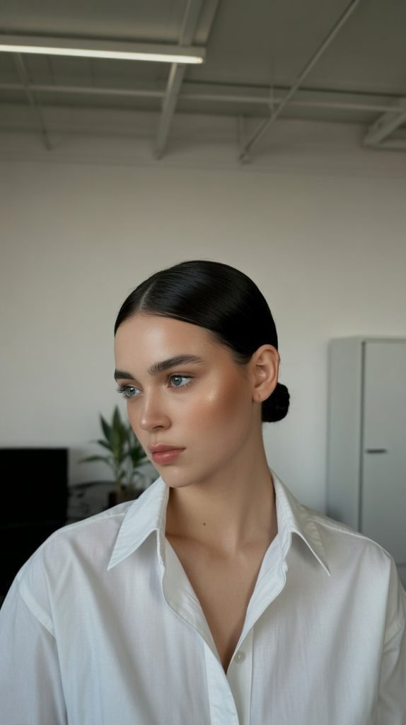 12. The Sleek Center Part Bun