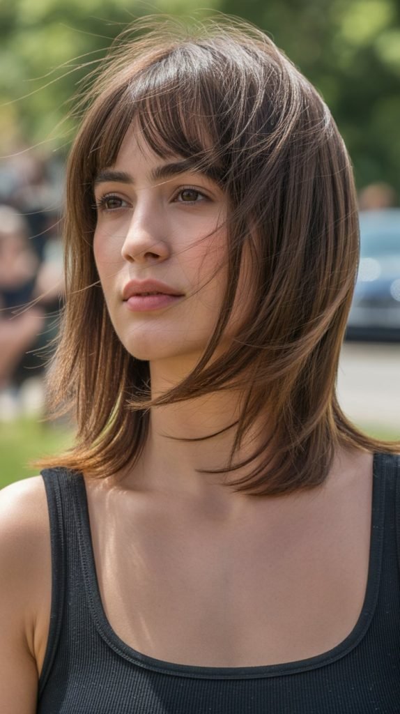 3. Layered Long Bob with Wispy Curtain Bangs