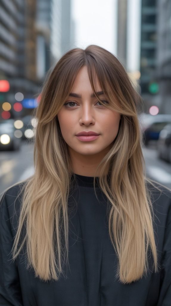 Golden Blonde Babylights with Baby Bangs