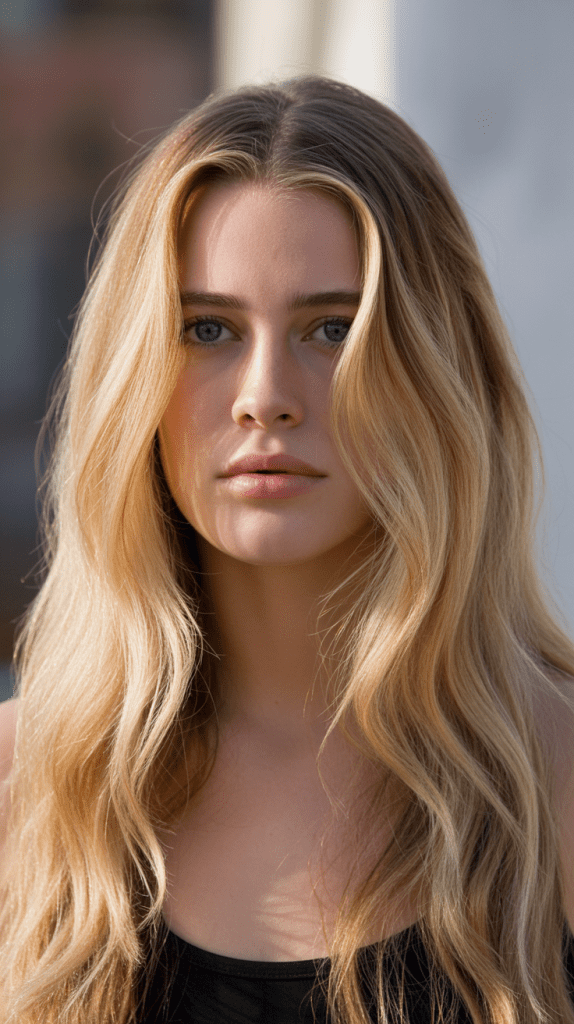 Golden Blonde Face-Framing Highlights