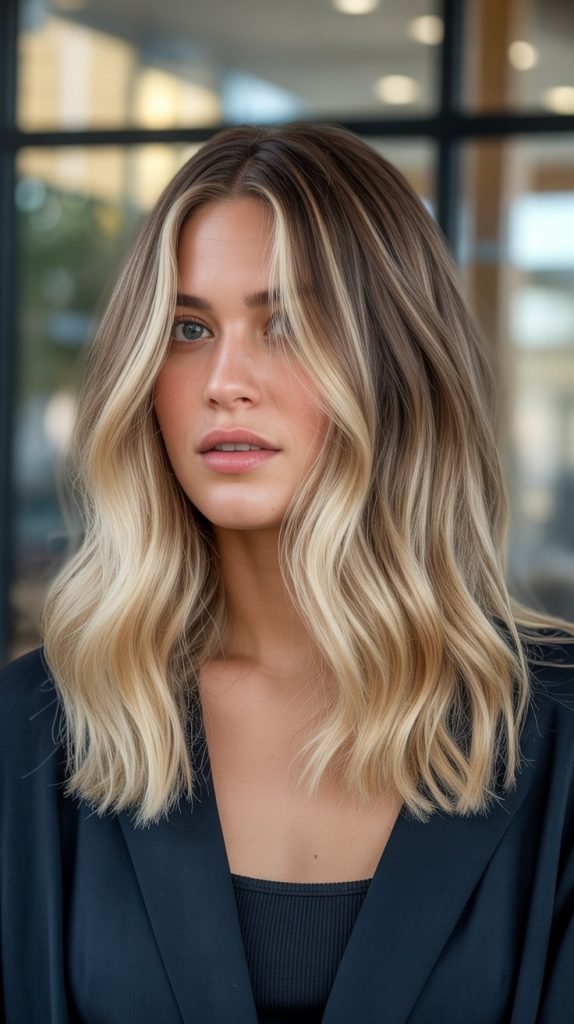 23. Long Bob with Blonde Balayage