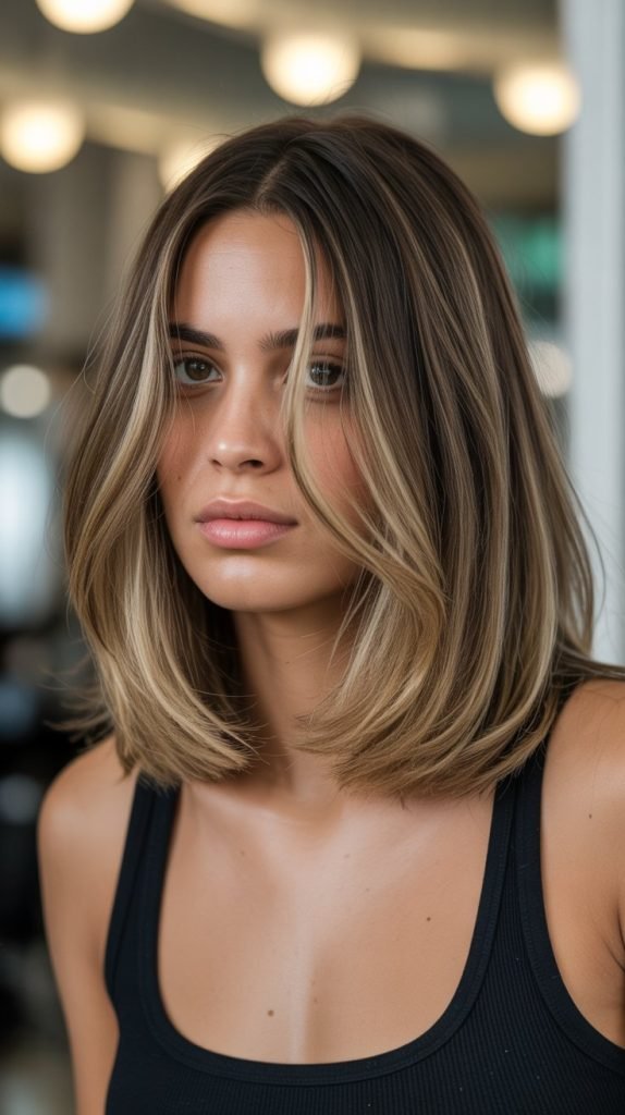 21. Long Bob with Baby Lights