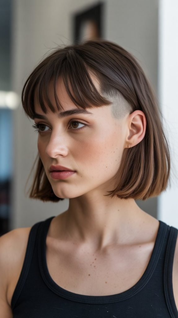 20. Long Bob with Curtain Bangs and Undercut