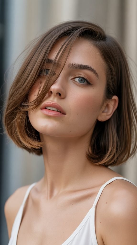 4. Long Bob with Side-Swept Bangs