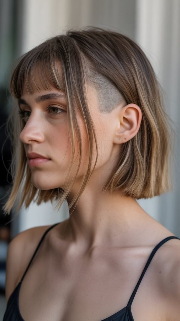 13. Long Bob with Curtain Bangs and Undercut