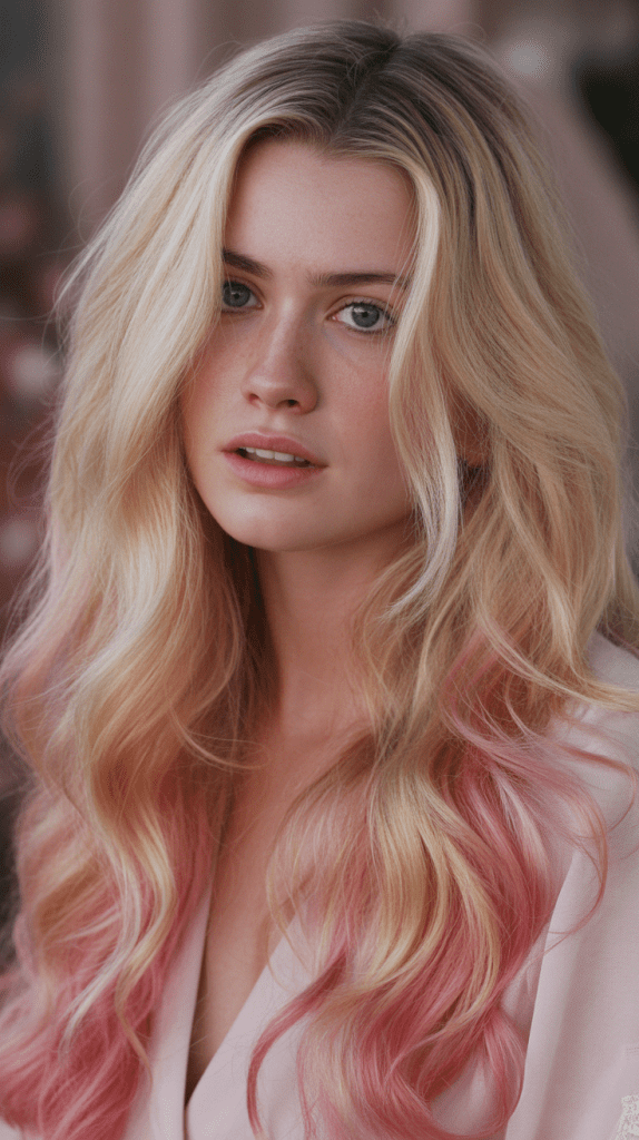 Bright Blonde Highlights with Pink Undertones